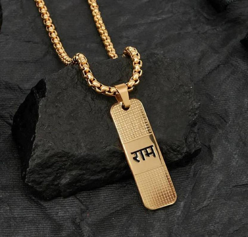 Shree Ram Gold Plated Dotted Pendant with chain Set + Mysterious🎁Gift