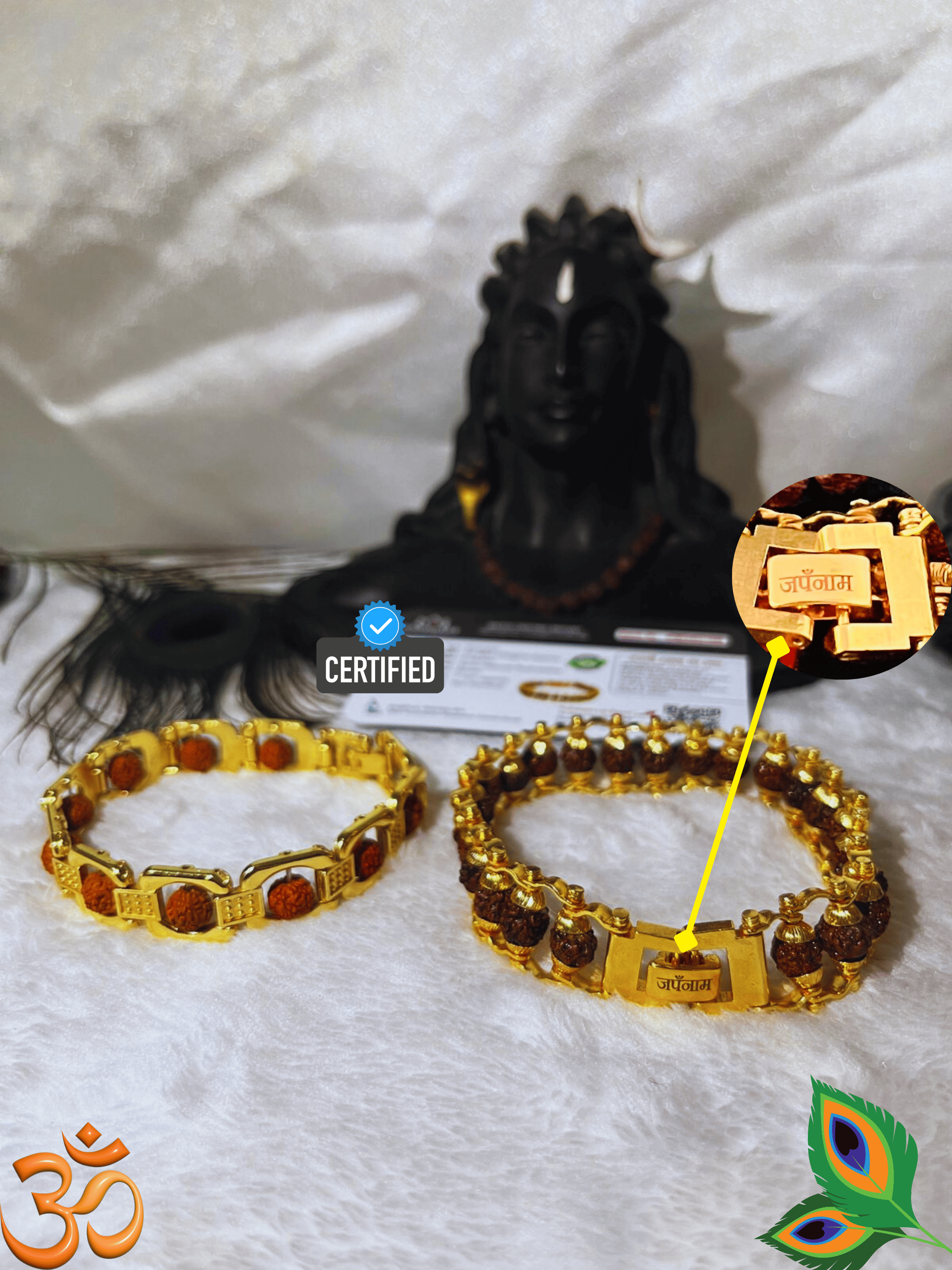 ✨ Modern Rudraksha Bracelet + Golden Elegant 5 Mukhi Bracelet Combo (Lab Tested) + Exclusive Mysterious 🎁 Gift