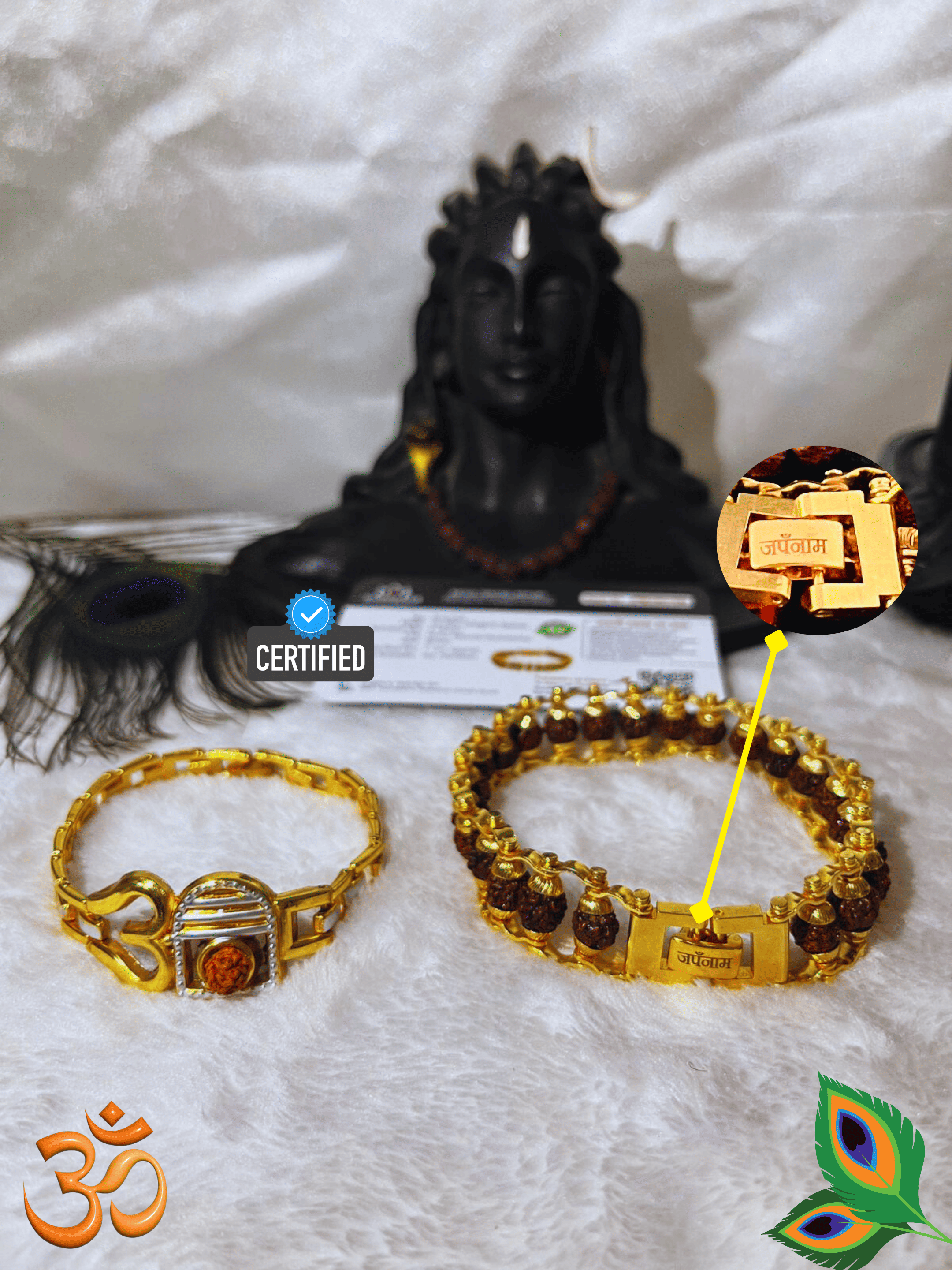 Modern Rudraksha Bracelet + Shivlinga Trishool Bracelet (5 Mukhi) Combo (Lab Tested) + Mysterious🎁Gift