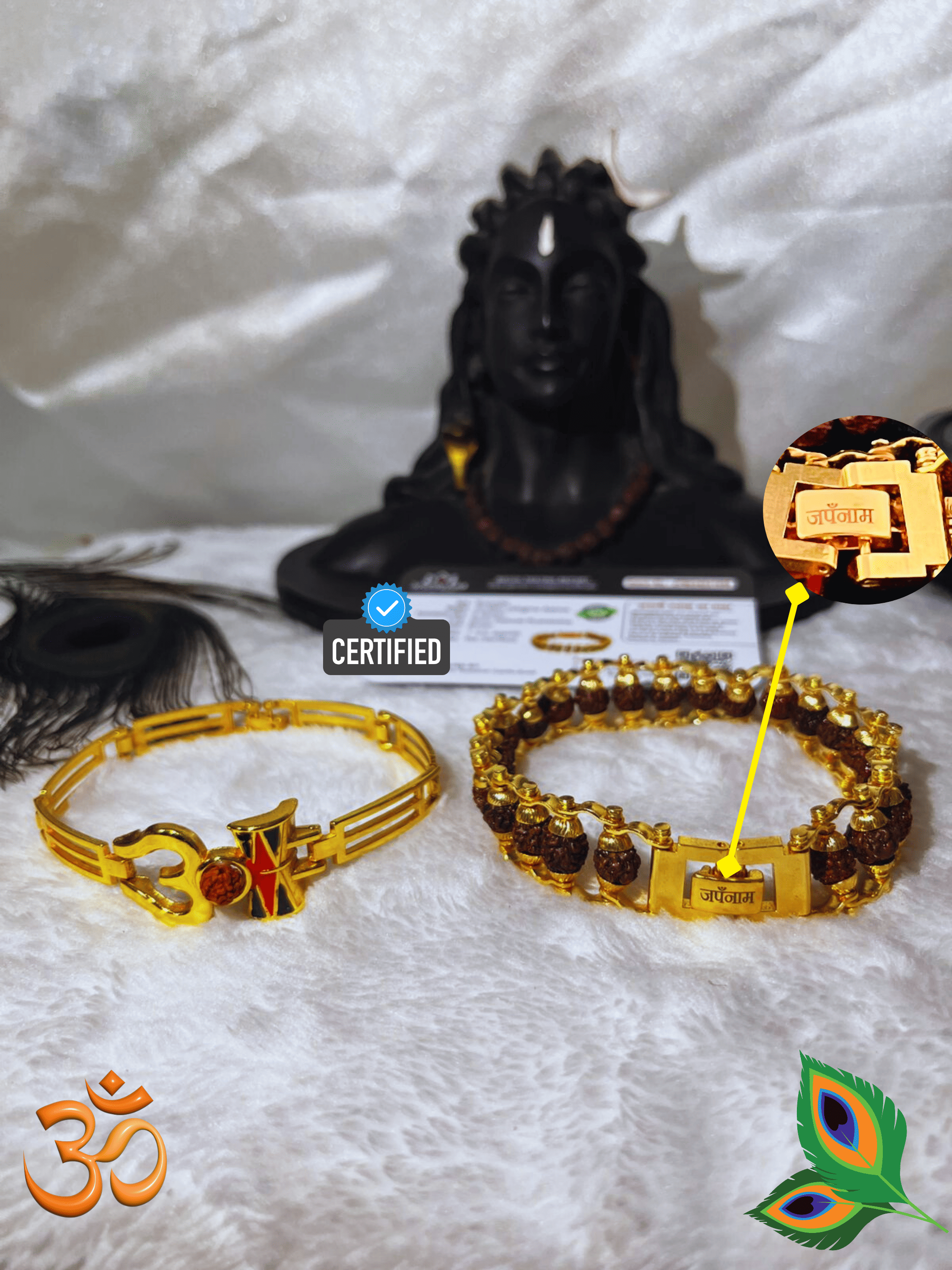 Modern Rudraksha Bracelet + Trishool Damroo Bracelet (5 Mukhi) Combo (Lab Tested) + Mysterious🎁Gift