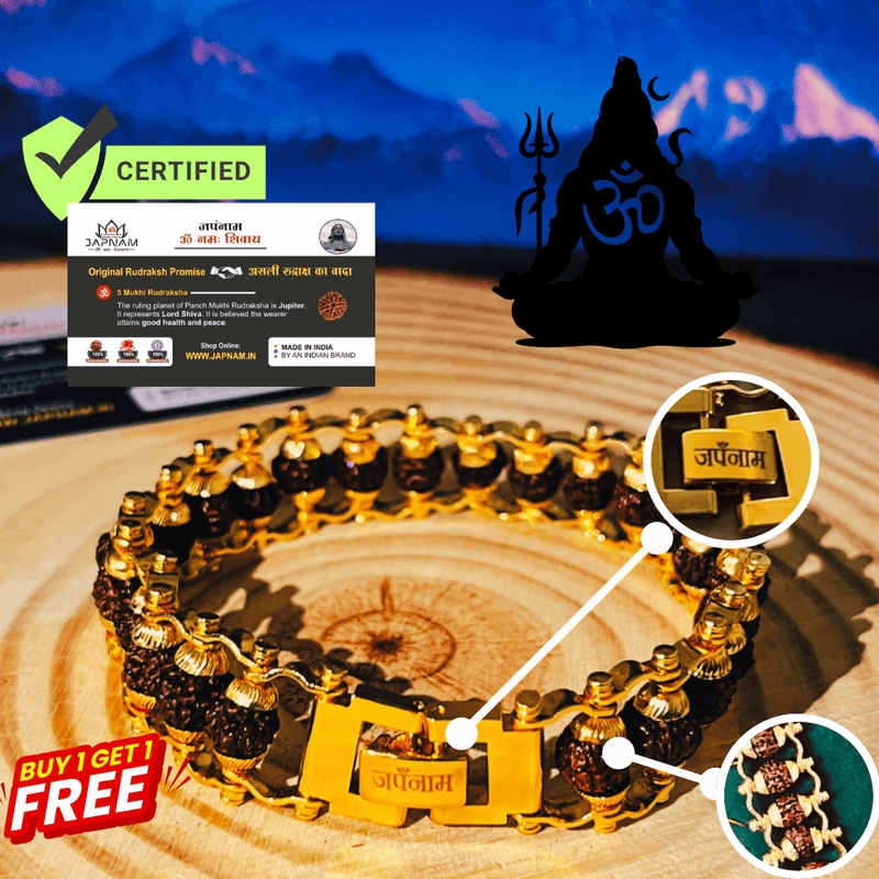 (BUY 1 GET 1 FREE) - Original Natural Rudraksha Bracelet (5 Mukhi) - (Lab Tested) + Free 🎁Mysterious Gift