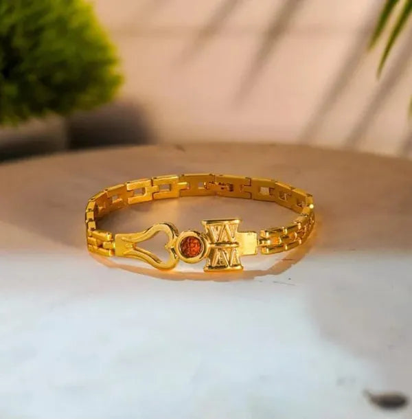 Golden Plated Om Rudraksha Damroo Spiritual Bracelet - Buy 1 Get 1 Free!! +Mysterious🎁Gift