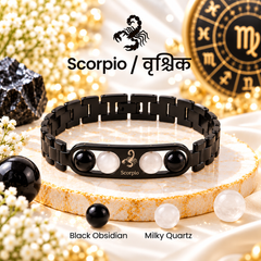 ♈ Metal Zodiac Rashi Bracelet – All 12 Signs ✨ Energized Natural Stone Bracelet