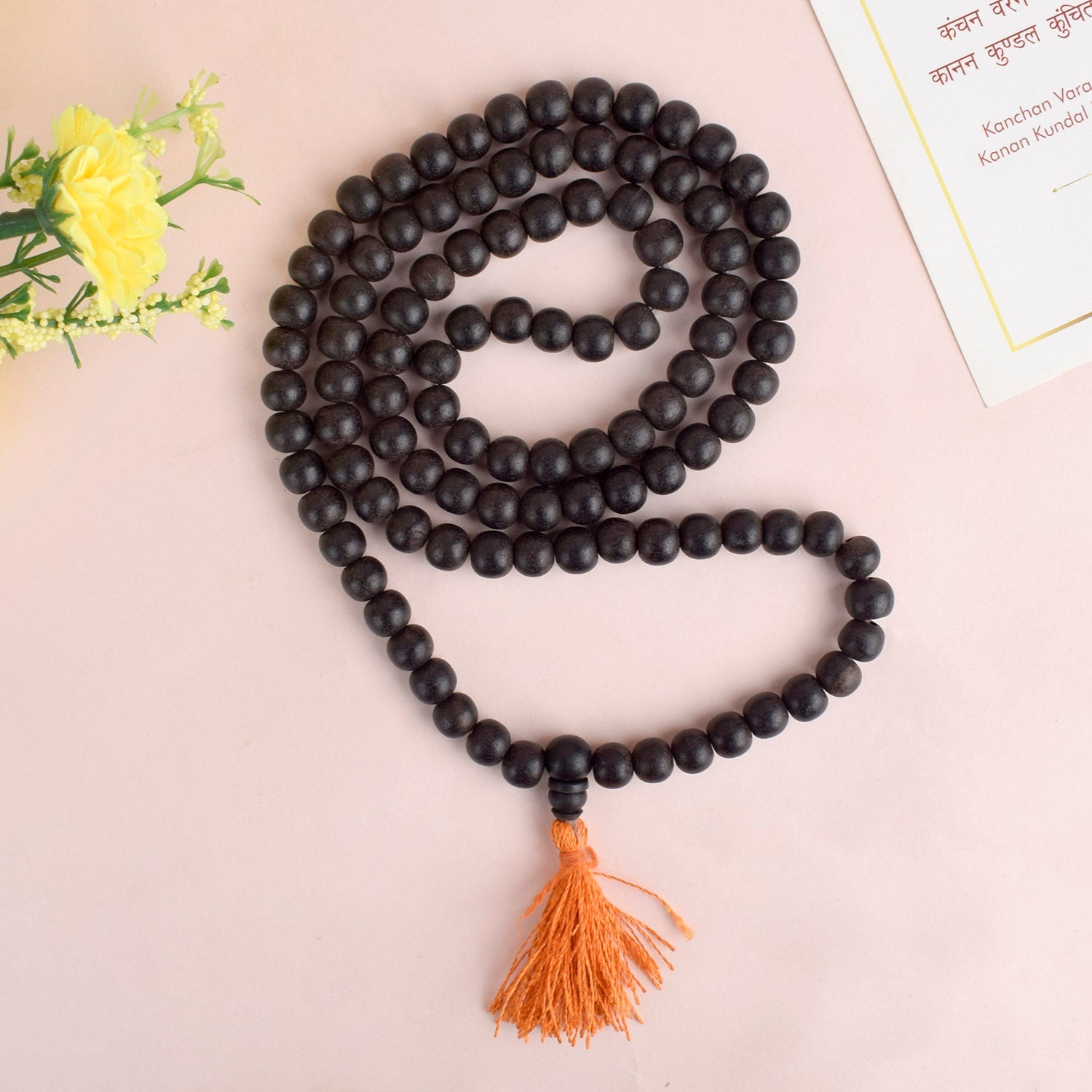 🌿Authentic Karungali (Ebony Wood) Divyashakti 108+1 Bead Mala – Crafted for Spiritual Energy & Strength 🌟 + 🎁 Free Laxmi Silver-Plated Coin 🖤✨