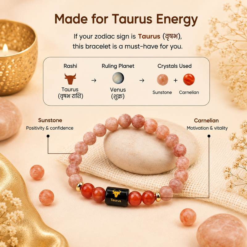 ♈ Zodiac Sign Bracelet – All 12 Signs | ✨ Energized Gemstone Bracelet (Authentic & Lab certified)