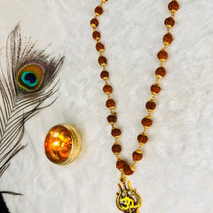 Trishool Mala + Original Natural Rudraksha Bracelet (5 Mukhi) Combo (Lab Tested) + Mysterious🎁Gift