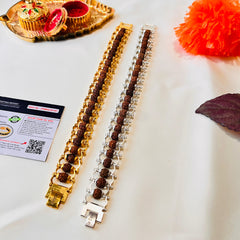 Modern [Golden Rudraksha Bracelet + Silver Rudraksha Bracelet] – 1+1 Combo (Lab-Certified) + 🎁 Mysterious Gift