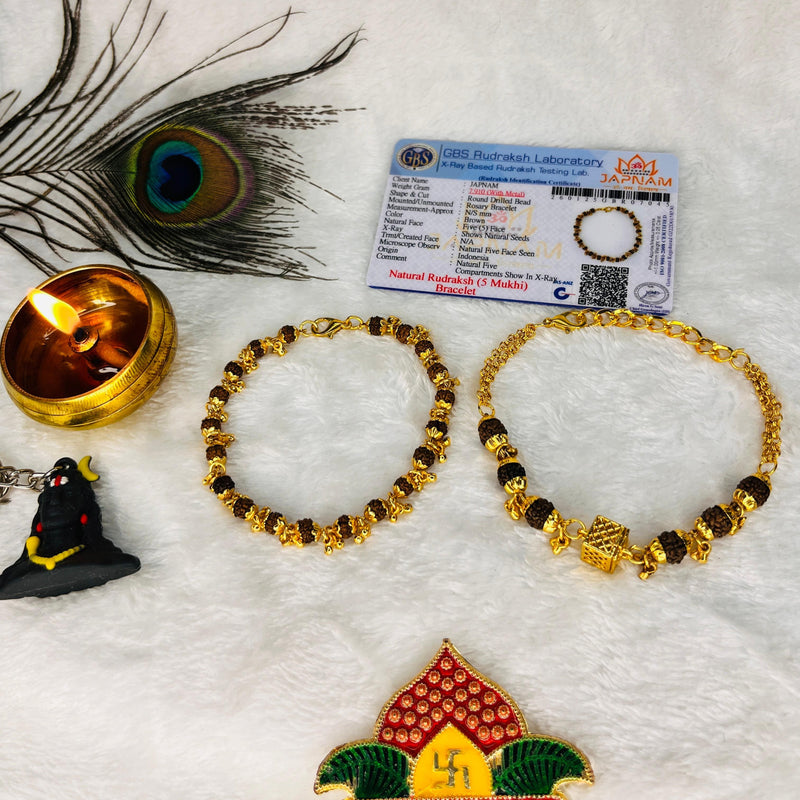 Japnam Rudraksha Rakhi Combo – Choose Rakhi for Brother, Bhai-Bhabhi, or Sister (Lab certified rudraksha)
