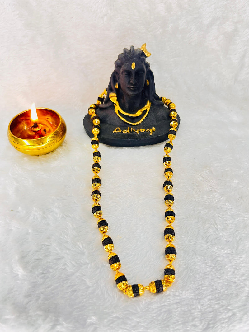 Classic Rudraksha Mala + Designer Bracelet (5 mukhi) Combo
