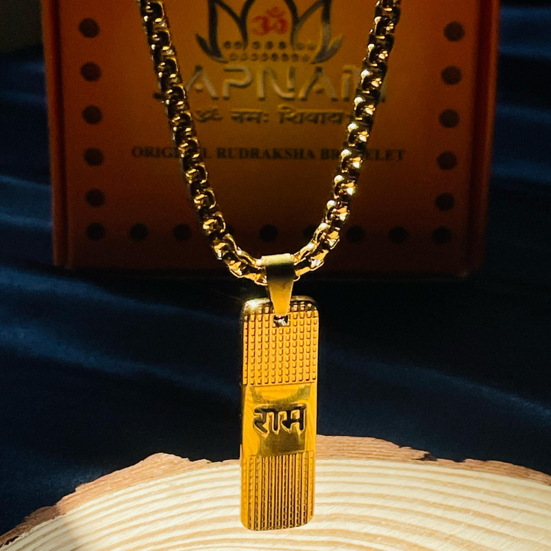 Shree Ram Gold Plated Dotted Pendant with chain Set + Mysterious🎁Gift